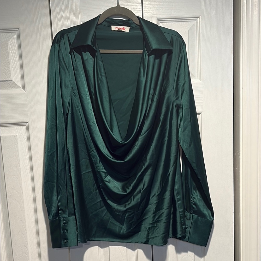 Mazik Deep Green Draped Blouse